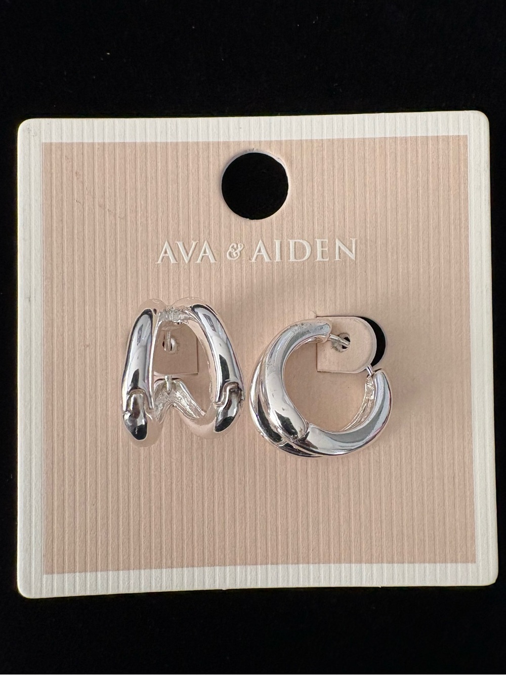 Ava & Aiden Polished Silver Chunky Hoop Earrings